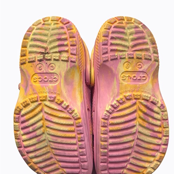 Crocs Kids Tie Dye Clogs Pink Yellow Orange Size C9 - Picture 4 of 4